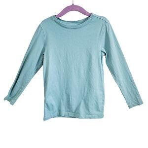 Primary Kids Size 6-7 Long Sleeve Tee Shirt Light Blue 100% Cotton Casual Basic